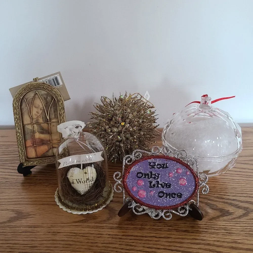 Set of Five New Christmas Ornaments Lot  |  Variety Of Size And Style  |   NWT